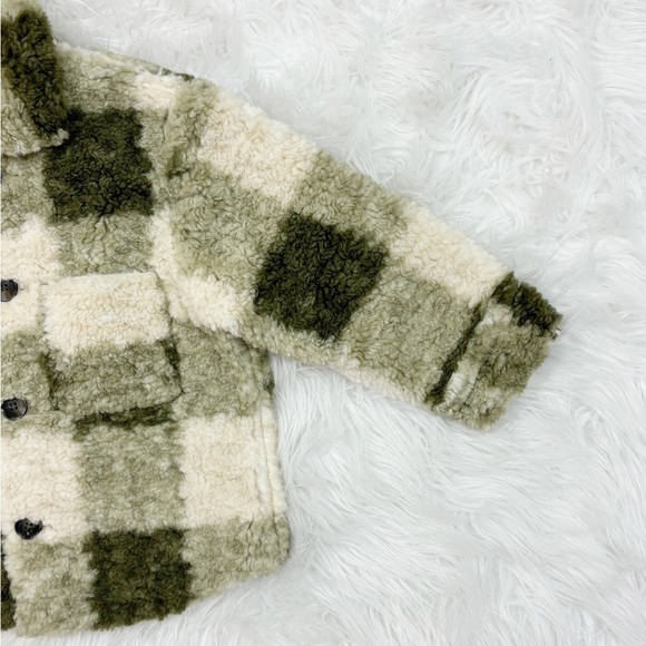 Zara Kids Toddler Fuzzy Sherpa Green Long Sleeves Button Down Jacket Size 2-3 - Picture 4 of 14
